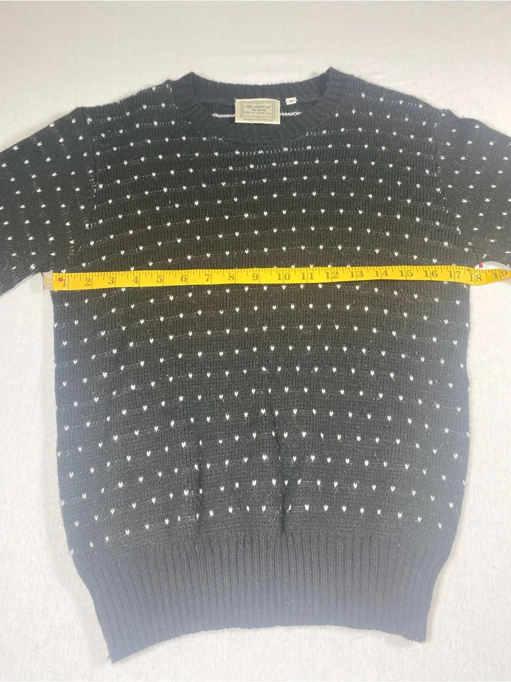 VTG Black and White Polka Dot Crew Neck pullover Sweater Size M
